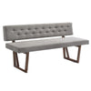 Dining Bench | Fabric Upholstery | Rubber Wood Feet | Gray & Walnut Brown