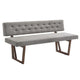 Dining Bench | Fabric Upholstery | Rubber Wood Feet | Gray & Walnut Brown