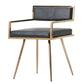 Leatherette Upholstered Metal Dining Chair with Splayed Legs, Black and Gold