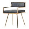 Leatherette Upholstered Metal Dining Chair with Splayed Legs, Black and Gold