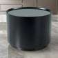 One Drawer Round Nightstand with Glass Table Top, Black