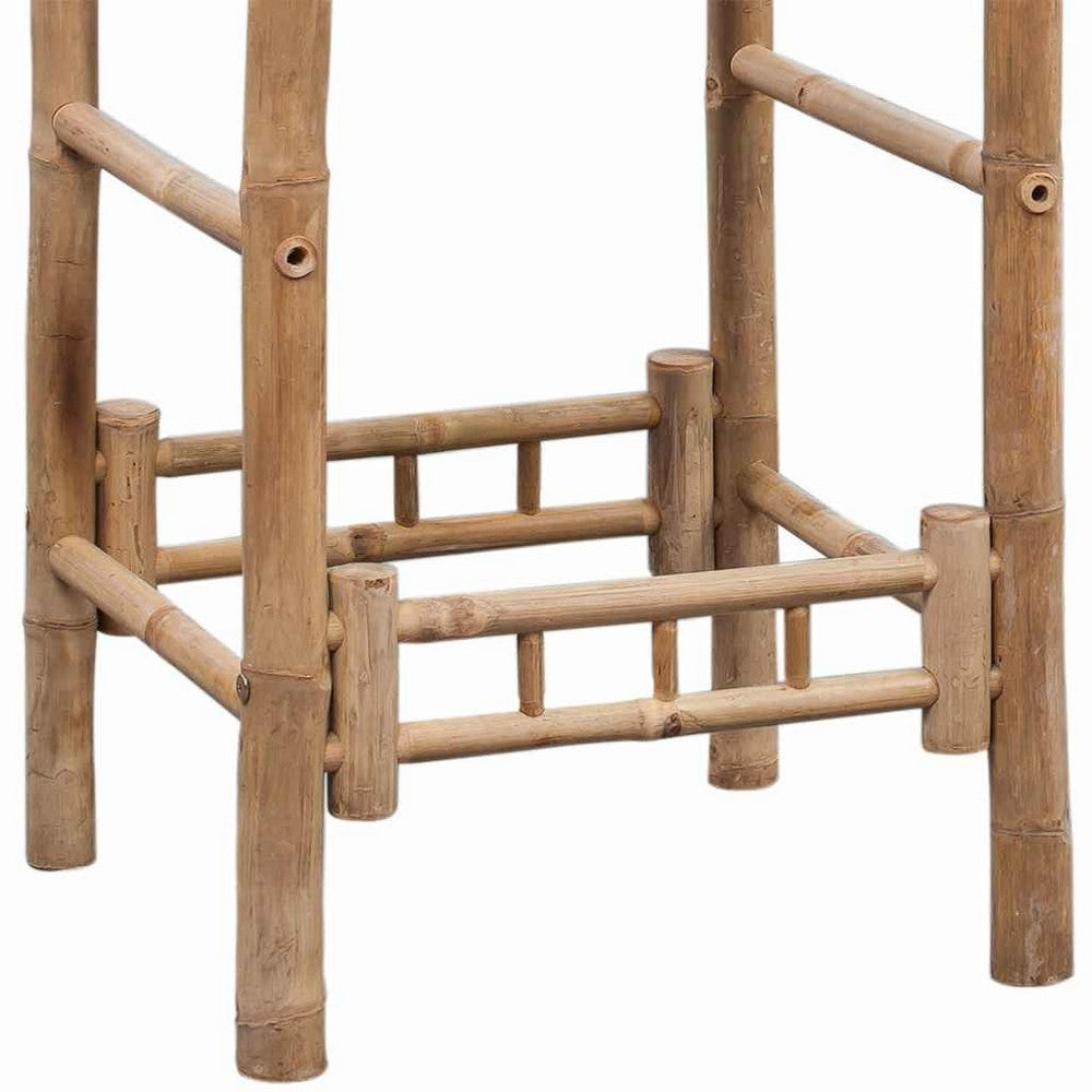 Blake Outdoor Barstool Chairs | Set of 2 | Weatherproof Natural Finish Bamboo