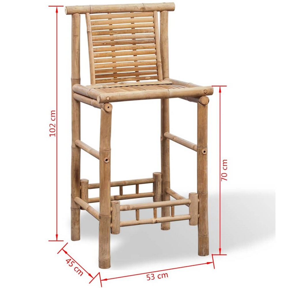 Blake Outdoor Barstool Chairs | Set of 2 | Weatherproof Natural Finish Bamboo