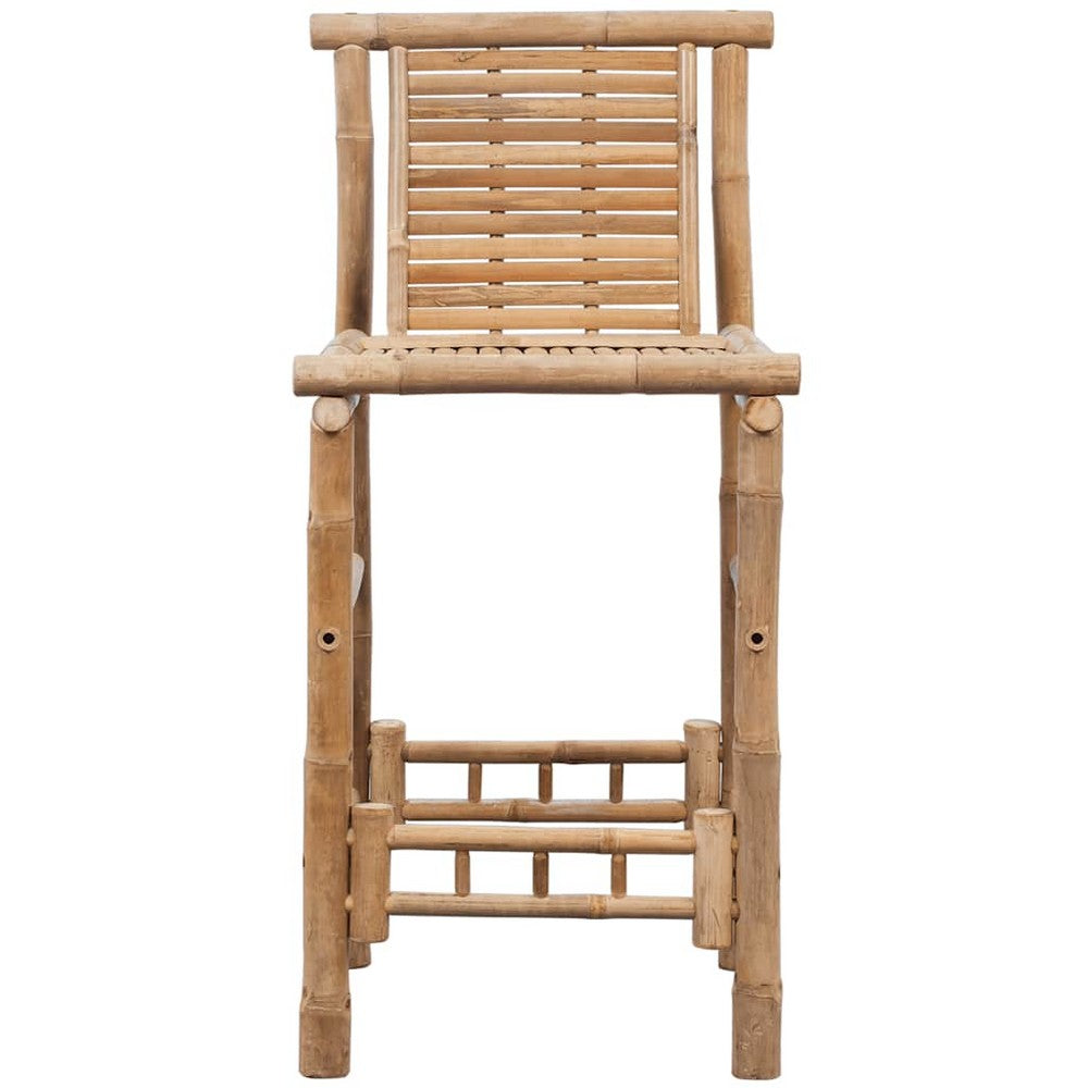 Blake Outdoor Barstool Chairs | Set of 2 | Weatherproof Natural Finish Bamboo