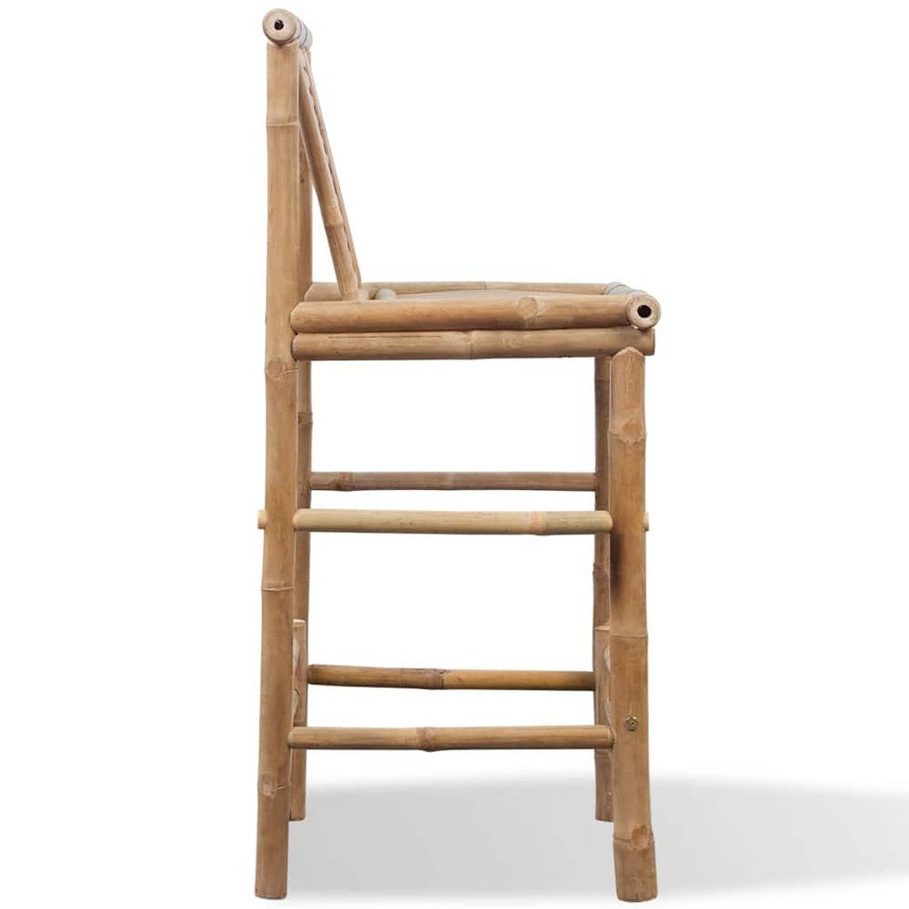 Blake Outdoor Barstool Chairs | Set of 2 | Weatherproof Natural Finish Bamboo