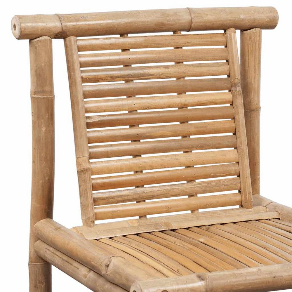 Blake Outdoor Barstool Chairs | Set of 2 | Weatherproof Natural Finish Bamboo