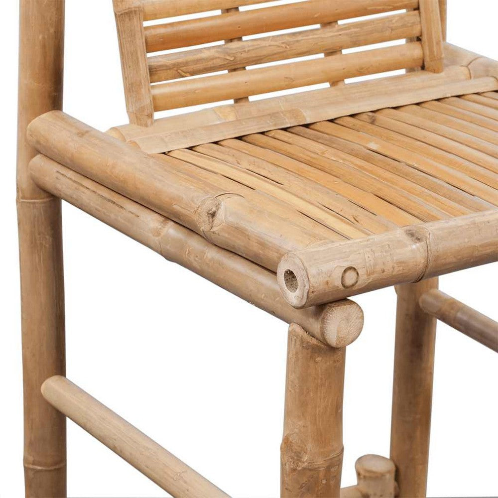 Blake Outdoor Barstool Chairs | Set of 2 | Weatherproof Natural Finish Bamboo