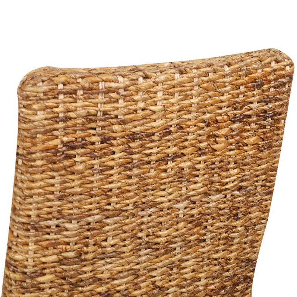 Dyna Dining Chair Set of 2 | Brown Abaca Woven Design | Solid Mango Wood
