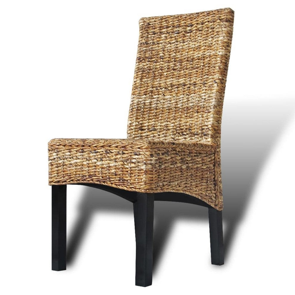 Dyna Dining Chair Set of 2 | Brown Abaca Woven Design | Solid Mango Wood