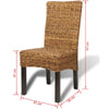 Dyna Dining Chair Set of 2 | Brown Abaca Woven Design | Solid Mango Wood
