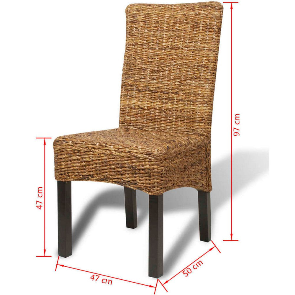 Dyna Dining Chair Set of 2 | Brown Abaca Woven Design | Solid Mango Wood