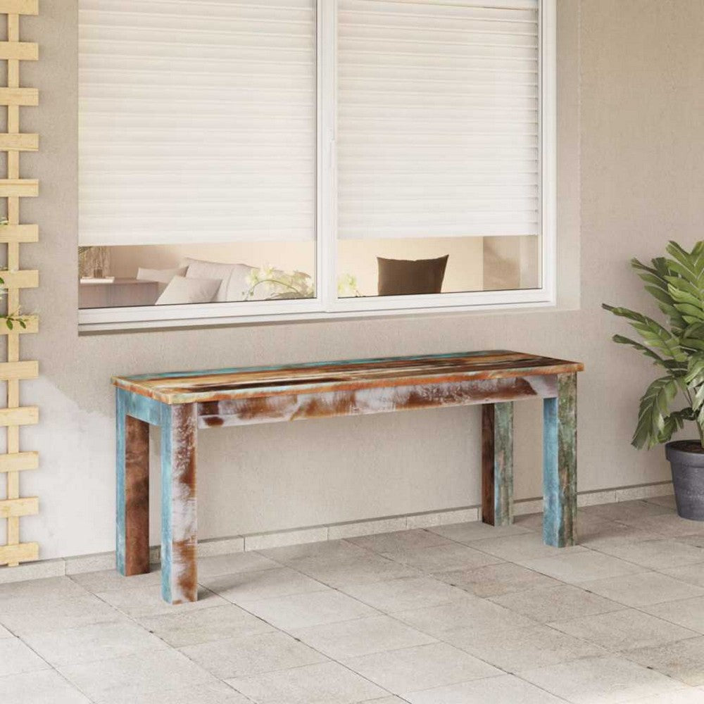 Siena Outdoor Rectangular Rustic Bench | Multicolour Reclaimed Wood 43"