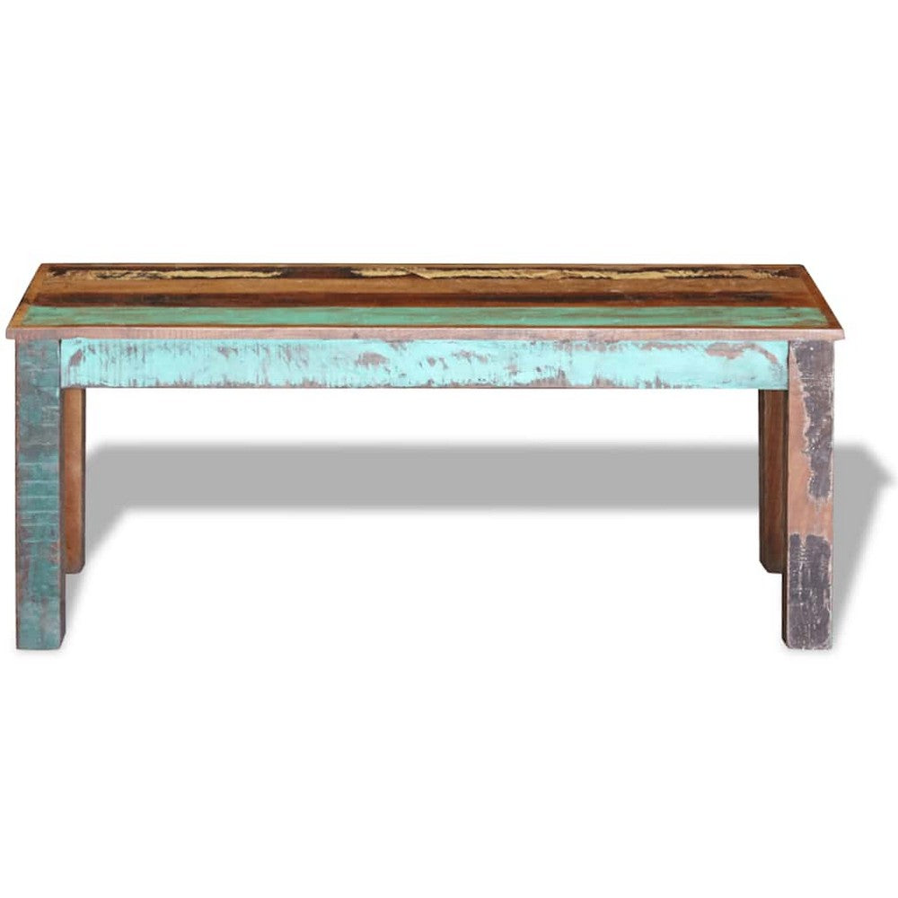 Siena Outdoor Rectangular Rustic Bench | Multicolour Reclaimed Wood 43"