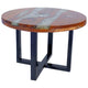 Carla Round Coffee Table with Black Metal Base | Teak & Mango Wood 24"