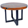 Carla Round Coffee Table with Black Metal Base | Teak & Mango Wood 24"