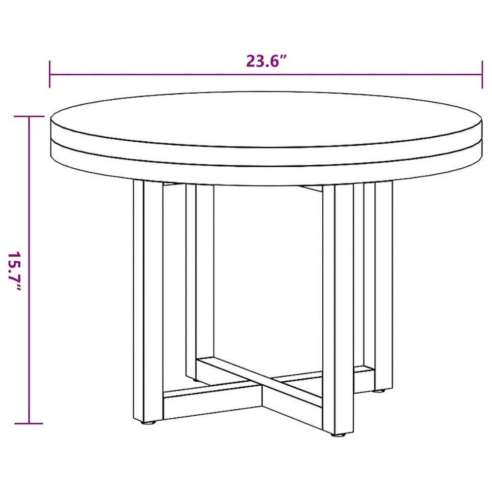Carla Round Coffee Table with Black Metal Base | Teak & Mango Wood 24"