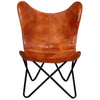 Ricky Vintage Butterfly Chair | Black Open Metal Frame | Brown Leather