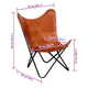 Ricky Vintage Butterfly Chair | Black Open Metal Frame | Brown Leather