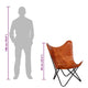 Ricky Vintage Butterfly Chair | Black Open Metal Frame | Brown Leather