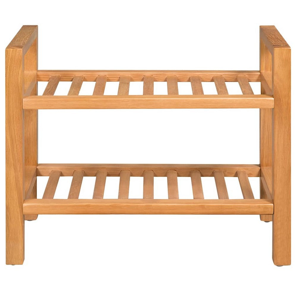 vidaXL Shoe Rack with 2 Shelves Solid Oak Wood 19.7"x10.6"x15.7