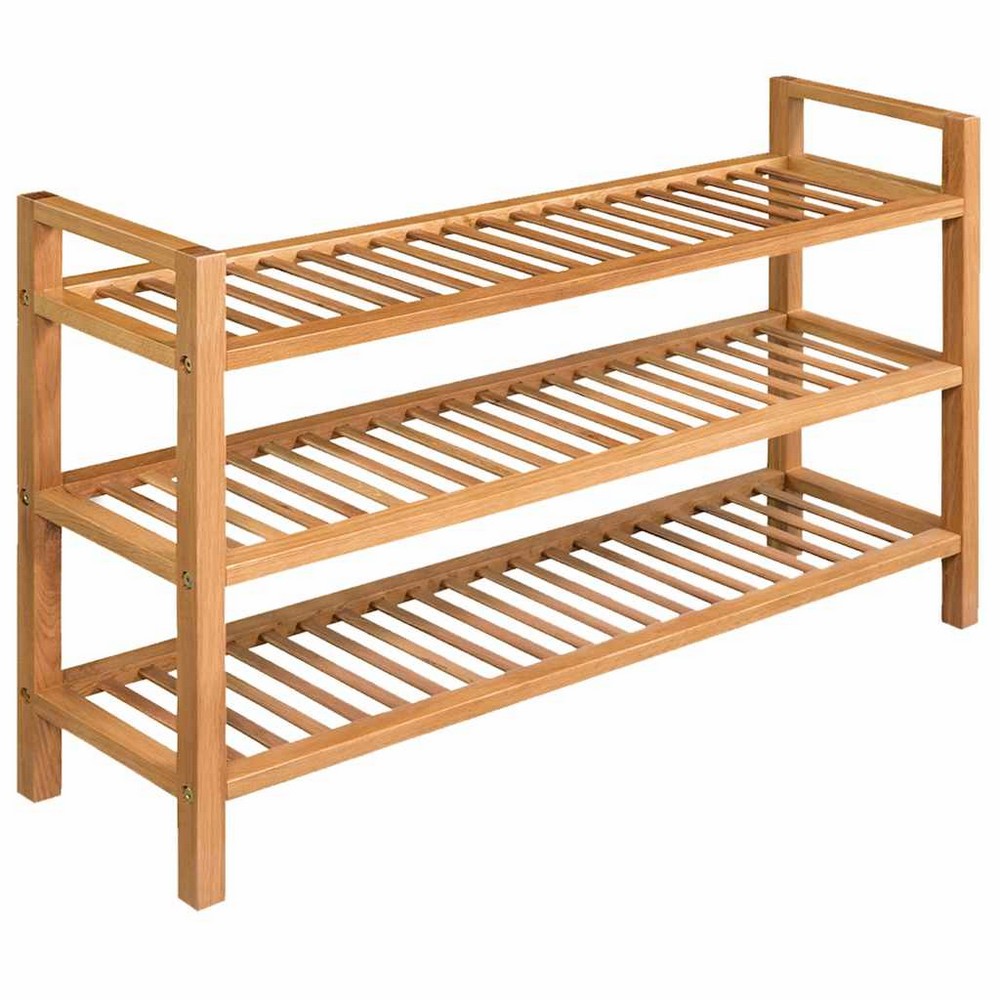 vidaXL Shoe Rack with 3 Shelves Solid Oak Wood 39.4"x10.6"x23.6