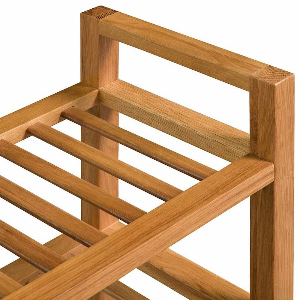 vidaXL Shoe Rack with 3 Shelves Solid Oak Wood 39.4"x10.6"x23.6