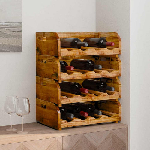 vidaXL Wine Racks 4 pcs for 16 Bottles Solid Mahogany Wood