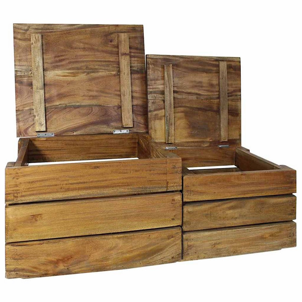 vidaXL Storage Crate Set 2 Pieces Solid Mahogany Wood