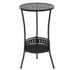 Tyler Round Bistro Table with Lattice Design | Lower Shelf | Black Metal 16"