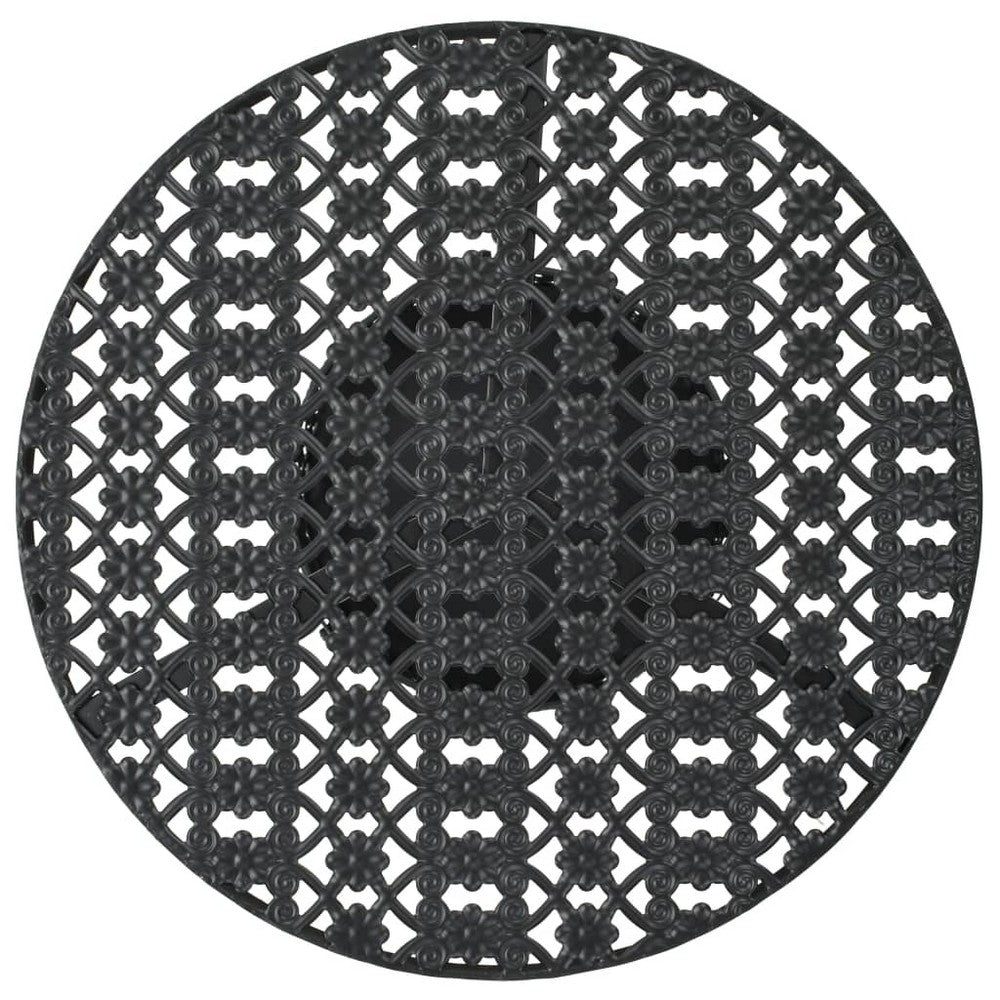Tyler Round Bistro Table with Lattice Design | Lower Shelf | Black Metal 16"