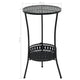 Tyler Round Bistro Table with Lattice Design | Lower Shelf | Black Metal 16"