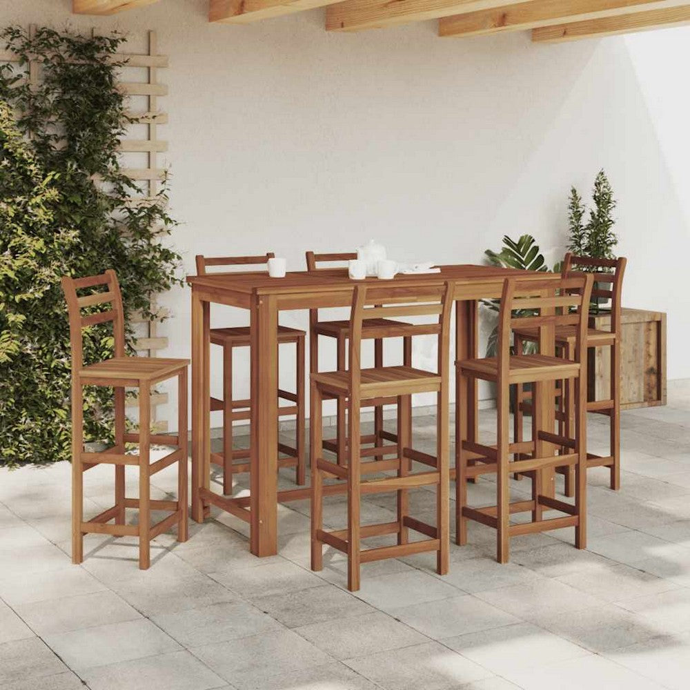 Asher Rectangular Bar Dining Table | Natural Solid Acacia Wood 59"