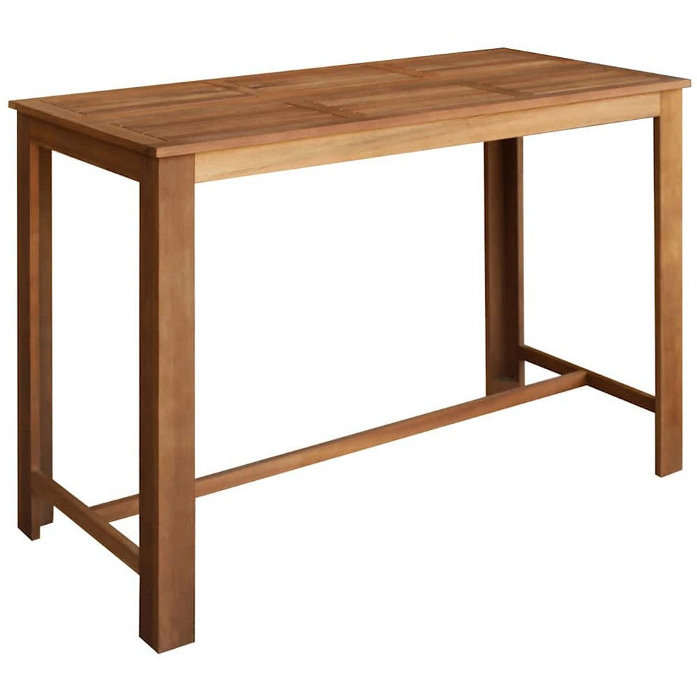 Asher Rectangular Bar Dining Table | Natural Solid Acacia Wood 59"