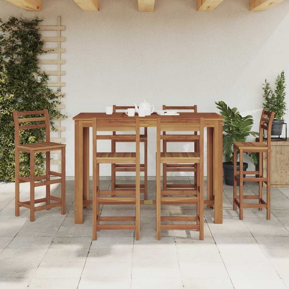 Asher Rectangular Bar Dining Table | Natural Solid Acacia Wood 59"