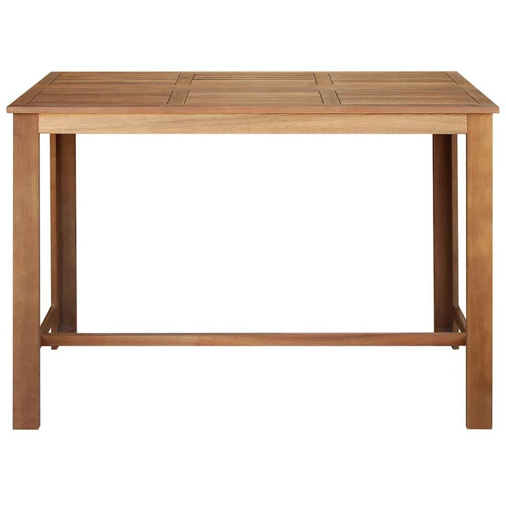 Asher Rectangular Bar Dining Table | Natural Solid Acacia Wood 59"