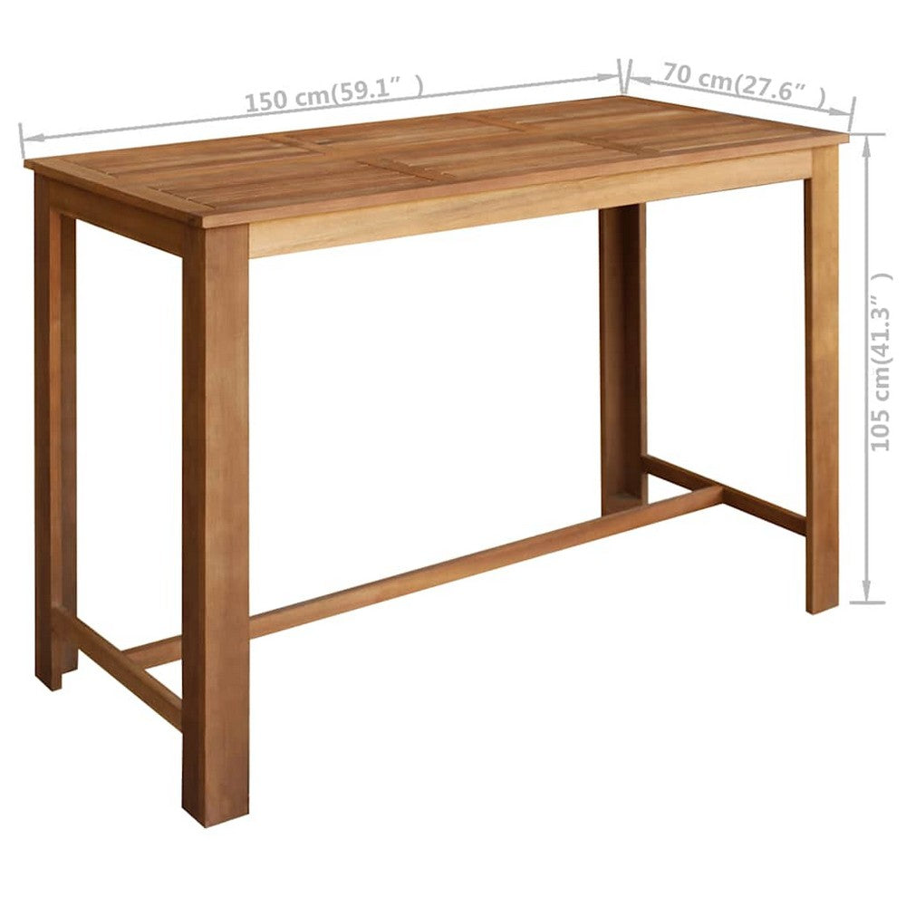 Asher Rectangular Bar Dining Table | Natural Solid Acacia Wood 59"