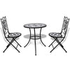 vidaXL 3 Piece Bistro Set Ceramic Tile Black and White