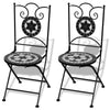 vidaXL 3 Piece Bistro Set Ceramic Tile Black and White