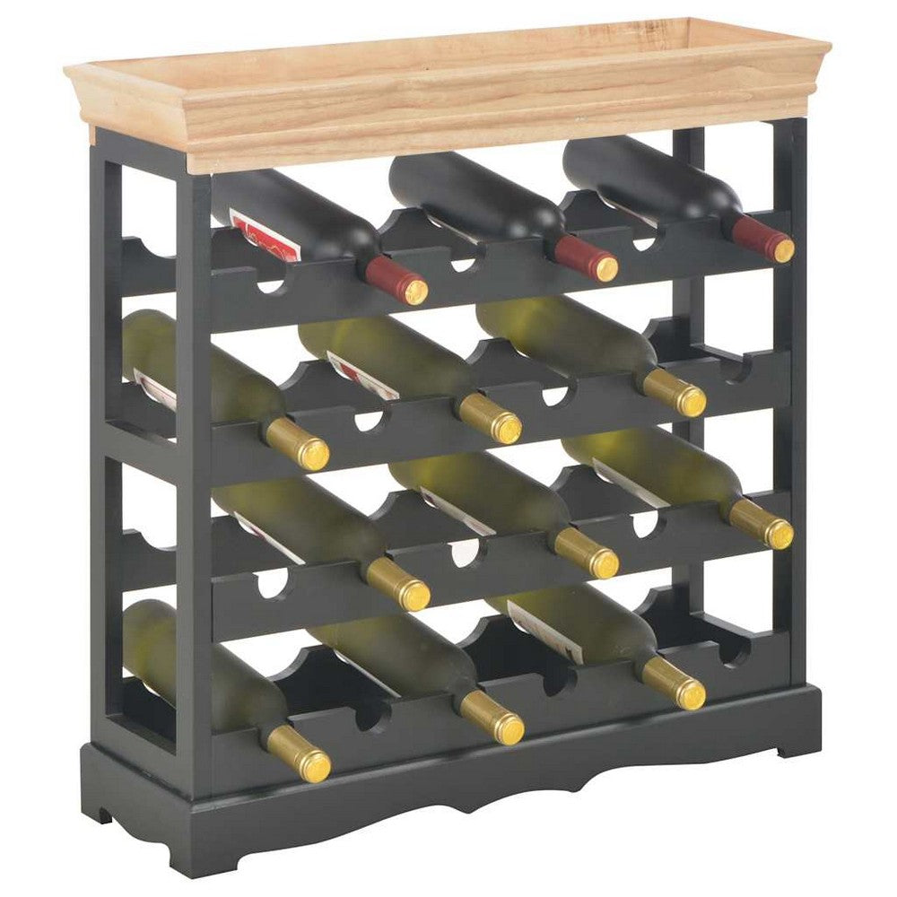 vidaXL Wine Cabinet Black 27.6"x8.9"x27.8" MDF
