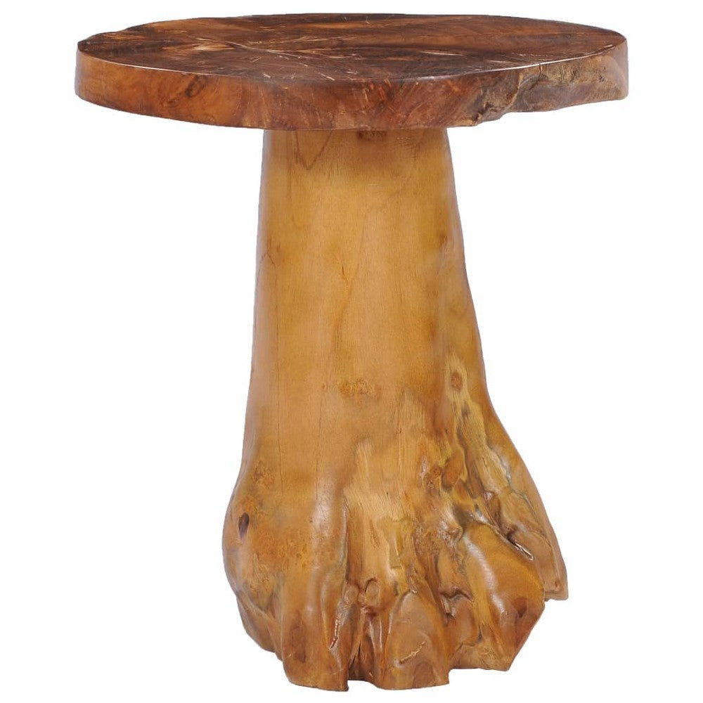 Vera Round Coffee Table with Pedestal Base | Natural Solid Teak Wood 16"