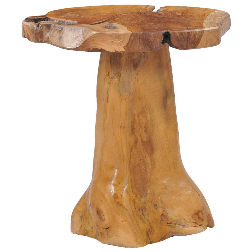 Vera Round Coffee Table with Pedestal Base | Natural Solid Teak Wood 16"