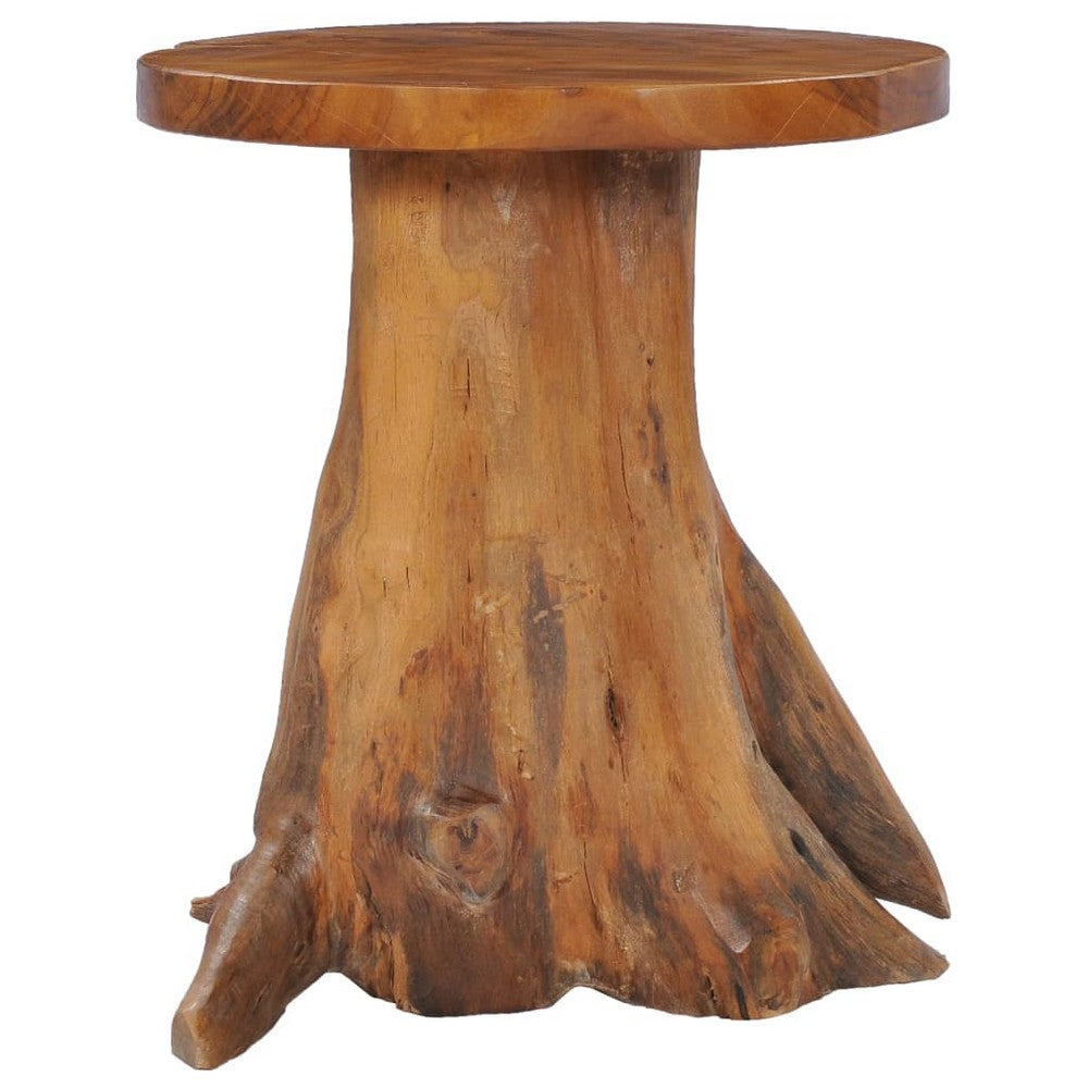 Vera Round Coffee Table with Pedestal Base | Natural Solid Teak Wood 16"