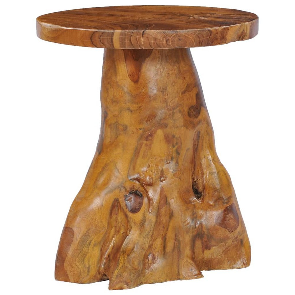 Vera Round Coffee Table with Pedestal Base | Natural Solid Teak Wood 16"