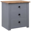 Drew Bedside Cabinet with 3 Drawers | Gray Solid Pine Wood 23"