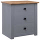 Drew Bedside Cabinet with 3 Drawers | Gray Solid Pine Wood 23"