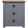 Drew Bedside Cabinet with 3 Drawers | Gray Solid Pine Wood 23"