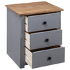 Drew Bedside Cabinet with 3 Drawers | Gray Solid Pine Wood 23"