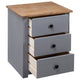 Drew Bedside Cabinet with 3 Drawers | Gray Solid Pine Wood 23"