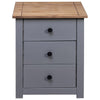 Drew Bedside Cabinet with 3 Drawers | Gray Solid Pine Wood 23"
