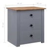 Drew Bedside Cabinet with 3 Drawers | Gray Solid Pine Wood 23"